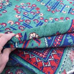 7??10 Ft Living Room Carpet, Afghan Handmade Tribal Green Rug - thumbnail 3