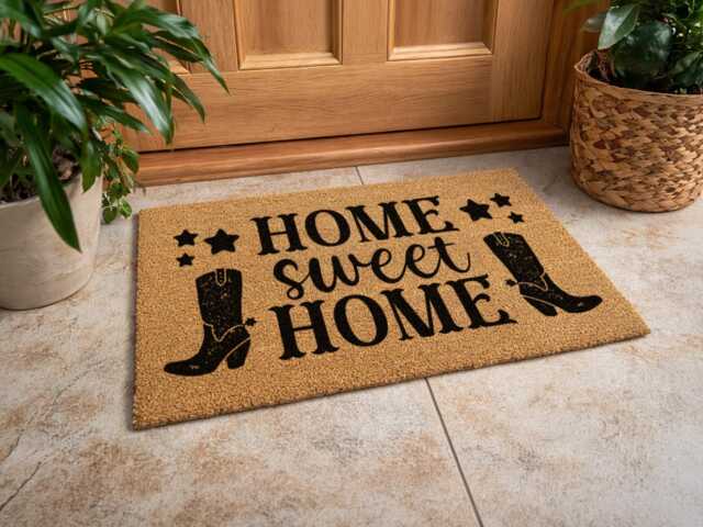 Western Welcome Rug - Cowboy Boots Gift Durable Natural Coir Entrance - image 1