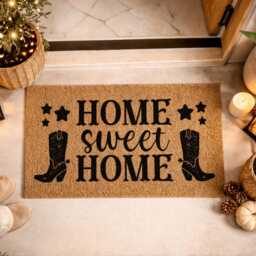 Western Welcome Rug - Cowboy Boots Gift Durable Natural Coir Entrance - thumbnail 2