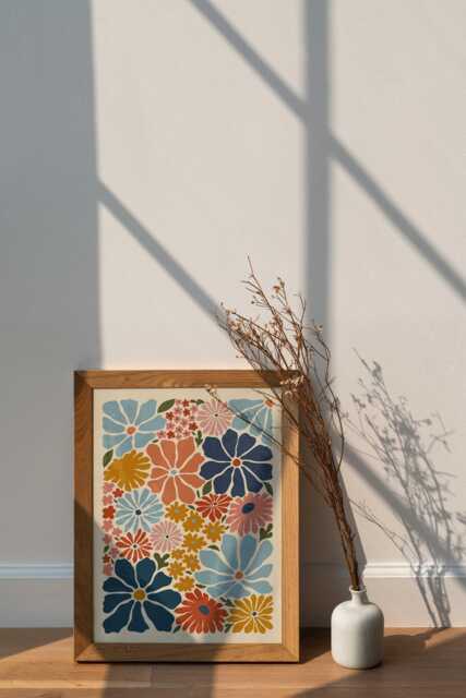 Wavy Floral Wall Art - Bold Pink & Yellow Abstract Print - image 1