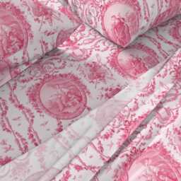 Romantic Pink Rococo Sheets - Dawn By Peacoquettedesigns Toile Vintage Style Cotton Sateen Sheet Set Bedding Spoonflower - thumbnail 2