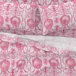 Romantic Pink Rococo Sheets - Dawn By Peacoquettedesigns Toile Vintage Style Cotton Sateen Sheet Set Bedding Spoonflower - thumbnail 3