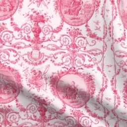 Romantic Pink Rococo Sheets - Dawn By Peacoquettedesigns Toile Vintage Style Cotton Sateen Sheet Set Bedding Spoonflower - thumbnail 4