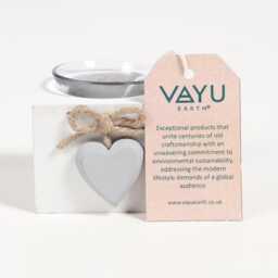 Heart Accent Ivory Tealight Holder in Mdf With Rustic Twine Detail - thumbnail 2