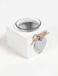 Heart Accent Ivory Tealight Holder in Mdf With Rustic Twine Detail - thumbnail 1