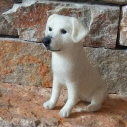 Needle Felted White Labrador Sculpture, Realistic Dog Memorial Gift - thumbnail 2