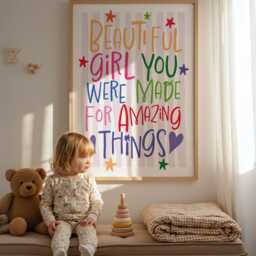 Beautiful Girl You Were Made For Amazing Things, Rainbow Prints, Affirmation Print, Girls Bedroom Decor, Toddler Bedroom, Nursery Wall Art - thumbnail 3