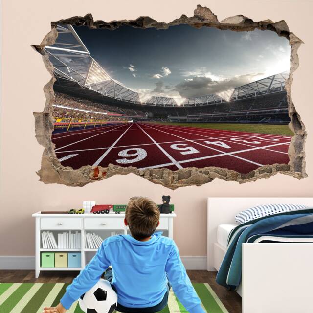 Running Race Track Wall Decal Sticker - Sports Mural Poster Print Art For Kids Boys Bedroom Home Decor - Gd4 - image 1