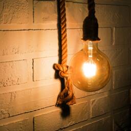Handmade Wall Wooden Rope Lamp Loft Style Pendant Light Farmhouse Rustic Design - thumbnail 3