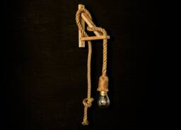 Handmade Wall Wooden Rope Lamp Loft Style Pendant Light Farmhouse Rustic Design - thumbnail 1