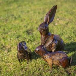 Recycled Metal Handcrafted Rabbit Statue. Outdoor Garden Sculptures. Bunnies. English Animal Sculptures/Ornaments - thumbnail 2