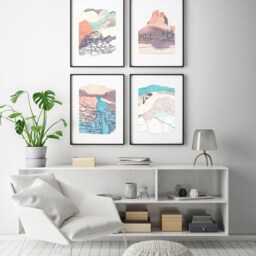 West 3 - Gicl??e Print Of Original Watercolor + Ink Cut Paper Painting - thumbnail 3