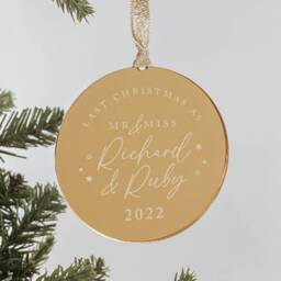 Last Christmas As Mr & Miss, Personalised Couples Ornament, Rose Gold, Silver Tree Decoration Ornament, Secret Santa Gift Idea - thumbnail 3