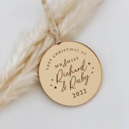 Last Christmas As Mr & Miss, Personalised Couples Ornament, Rose Gold, Silver Tree Decoration Ornament, Secret Santa Gift Idea