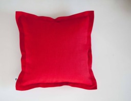 Handmade Red Linen Pillow Cover For Christmas Oxford Style Flanged Cushion