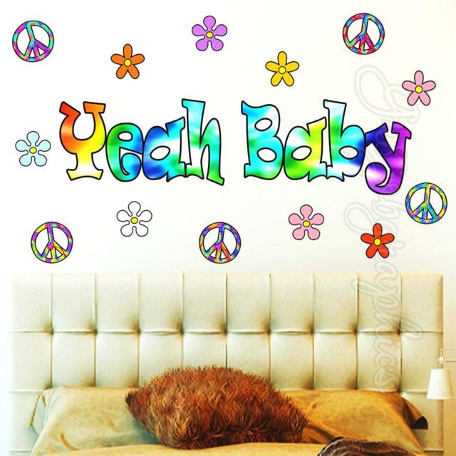 Yeah Baby Tie Dye Sticker Pack Hippie Wall Decal - Vwaq Hf5
