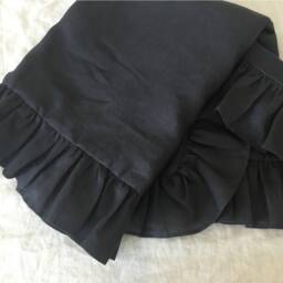 Charcoal Black Linen Ruffle Euro Sham Cover, Pillowcase, All Sizes - thumbnail 3