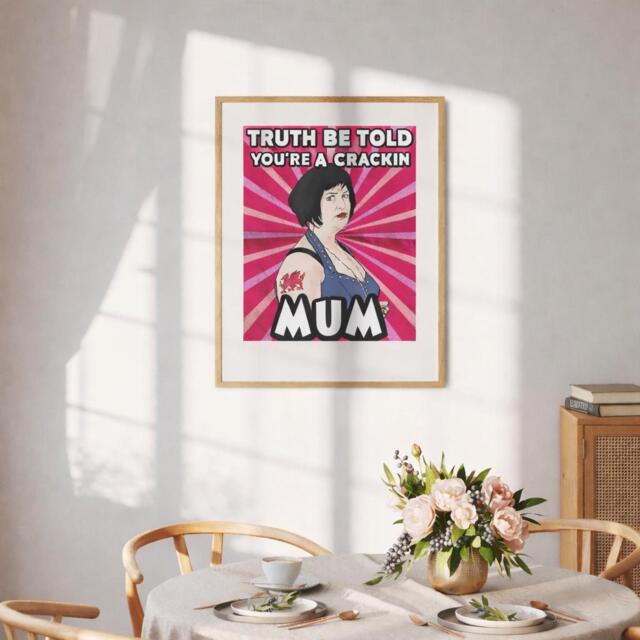 Crackin Mum Pink Wall Art Print Funny Quote Poster Mothers Day Birthday Gift Typography Sign Home Decor For Living Room Kitchen Hallway - image 1
