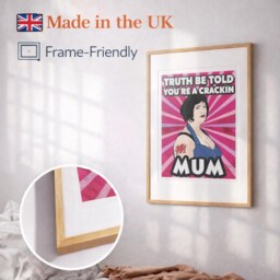 Crackin Mum Pink Wall Art Print Funny Quote Poster Mothers Day Birthday Gift Typography Sign Home Decor For Living Room Kitchen Hallway - thumbnail 2