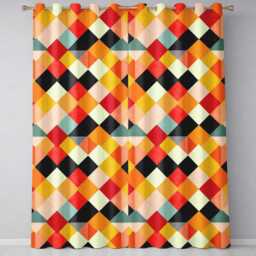 Abstract Soft Diamond Patchwork Geometric Seamless Pattern Readymade Eyelet Ring Top Thermal 100% Blackout Curtains - thumbnail 2