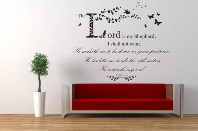 Psalm 23, Bible Verse Quote, The Lord Is My Shepherd, Vinyl Wall Art Sticker Decal Mural, Home, Church, School, Decor - image 1