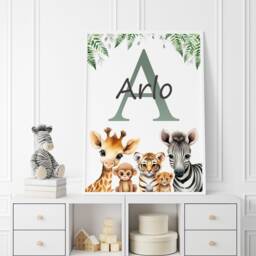 Personalised Safari Animal Nursery Prints Kids Room Decor, Set Of 3 - thumbnail 2
