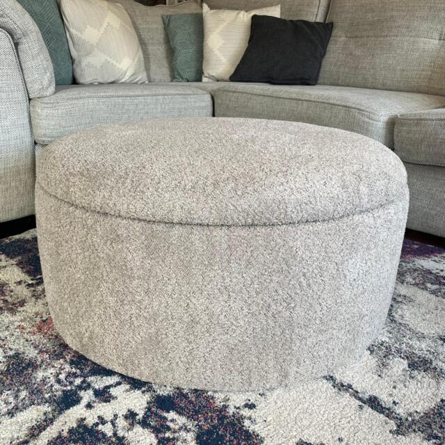 Handmade Round Boucle Storage Ottoman Fluffy Footstool Coffee Table - image 1