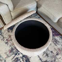 Handmade Round Boucle Storage Ottoman Fluffy Footstool Coffee Table - thumbnail 3