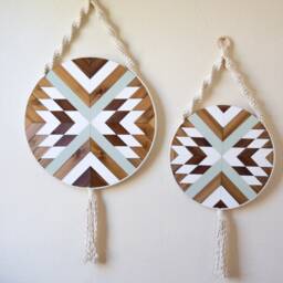 Solana Wood Wall Art Round Macrame Boho Fiber Art - thumbnail 2