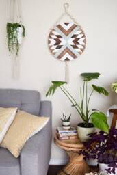 Solana Wood Wall Art Round Macrame Boho Fiber Art