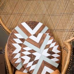 Solana Wood Wall Art Round Macrame Boho Fiber Art - thumbnail 4