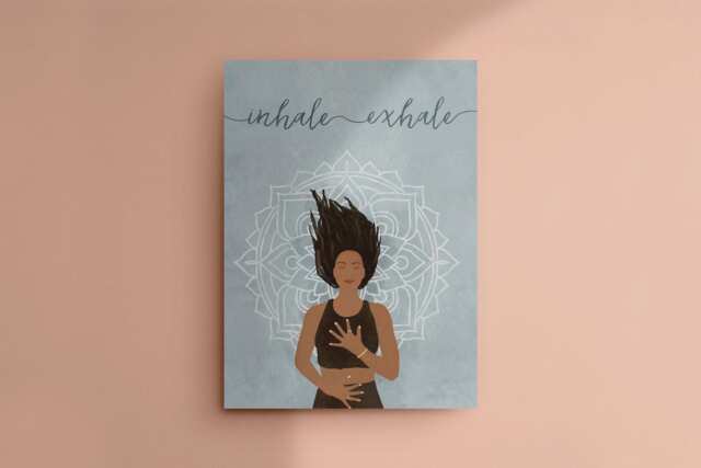 Inhale Exhale Art Print Yogi Illustration, Pranayama - A4/A3 - image 1