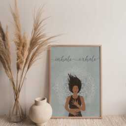 Inhale Exhale Art Print Yogi Illustration, Pranayama - A4/A3 - thumbnail 3