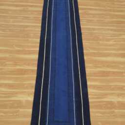Blue Handmade Cotton Rug Boho Kilim Hallway Runner - thumbnail 2