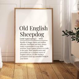 Old English Sheepdog Definition Print, Wall Print For Owners - thumbnail 1