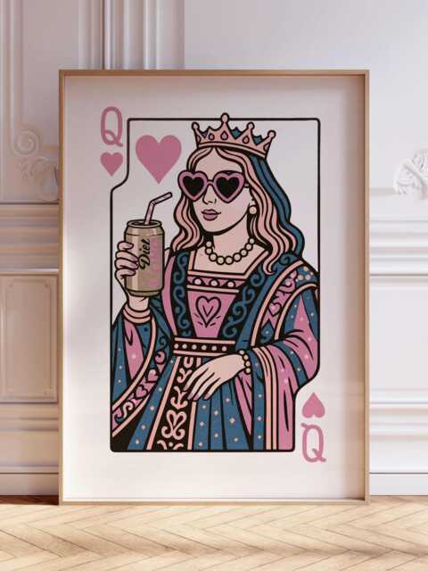 Queen Of Hearts Pop Art Print Retro Diet Coke Playing Card