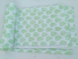 Handmade Indian Kantha Quilt, Ajrak Block Print King Bedspread - thumbnail 4