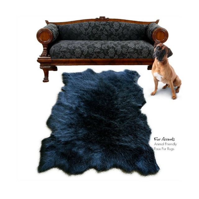 Faux Fur Area Rug - Tattered Edge Pelt Shape, Usa Made - image 1