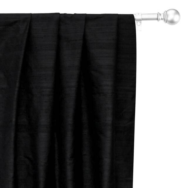 Black 100% Pure Silk Dupioni Curtain Panels - Rod Pocket, Grommet, Box Pleat, Three Pinch Tab Top & Plain Ring Top - image 1