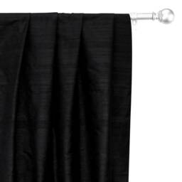 Black 100% Pure Silk Dupioni Curtain Panels - Rod Pocket, Grommet, Box Pleat, Three Pinch Tab Top & Plain Ring Top - thumbnail 1