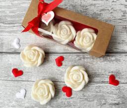 White Candle Set, Carved Candles, Mothers Day Gift, Gift Ideas For Her, White Rose Decor, Gifts Women, Romantic Set, Candle Box - thumbnail 1