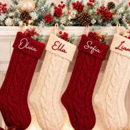 Personalized Knitted Christmas Stockings, 2026 Family Stockings, Embroidered Stockings With Name, Monogram Stocking - thumbnail 2