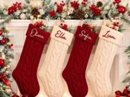 Personalized Knitted Christmas Stockings, 2026 Family Stockings, Embroidered Stockings With Name, Monogram Stocking