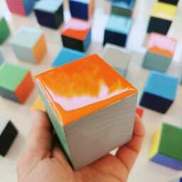 Modern Sculpture 3D Wood Wall Art. Hand-Painted Wooden Cubes With Vibrant & Bold Colors. You Can Choose The Number Of Sizes - thumbnail 4