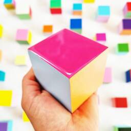 Modern Sculpture 3D Wood Wall Art. Hand-Painted Wooden Cubes With Vibrant & Bold Colors. You Can Choose The Number Of Sizes - thumbnail 2