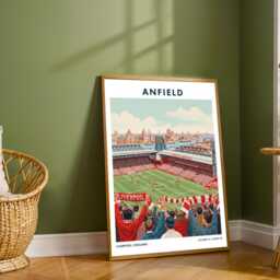 Anfield Liverpool Football Stadium - Vintage Soccer Illustration Travel Wall Art Print - thumbnail 2