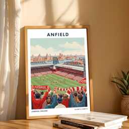Anfield Liverpool Football Stadium - Vintage Soccer Illustration Travel Wall Art Print - thumbnail 3