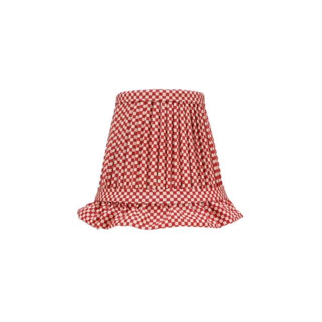 Red Checked Lampshade With Frill Wall Light - image 1
