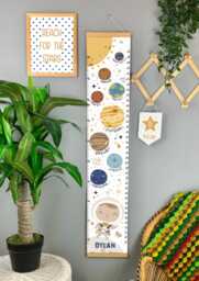 Personalised Space Growth Chart, Solar System Banner For Kids, Planets & Astronaut Nursery Wall Decor, Toddler Gift - thumbnail 1