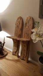 Pair Of Solid Oak Rustic Sconces /Shelves With Bracket Detail - thumbnail 3